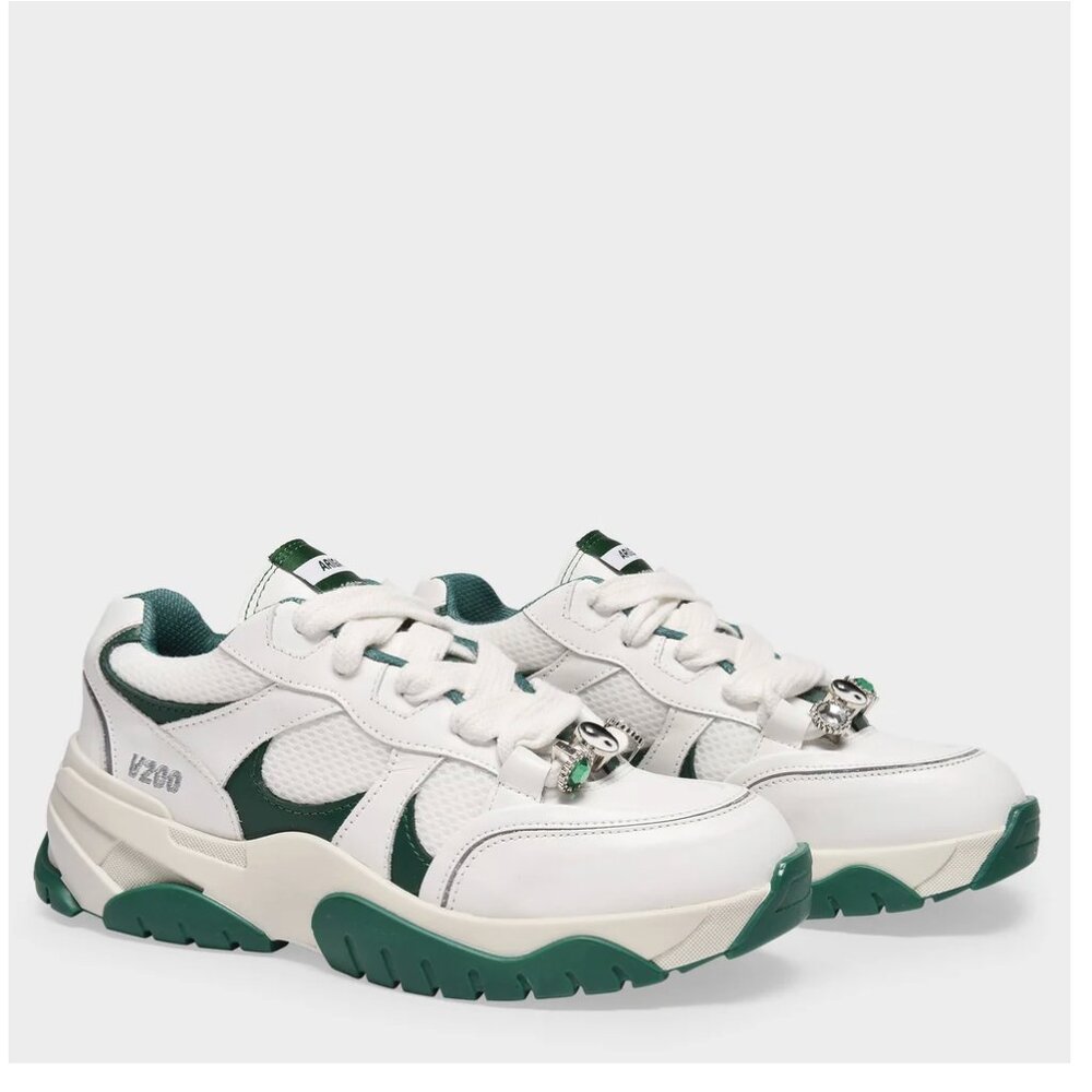 Alex Arigato Women's Leather Catfish Sneakers White/Green Kale Size 6.5
